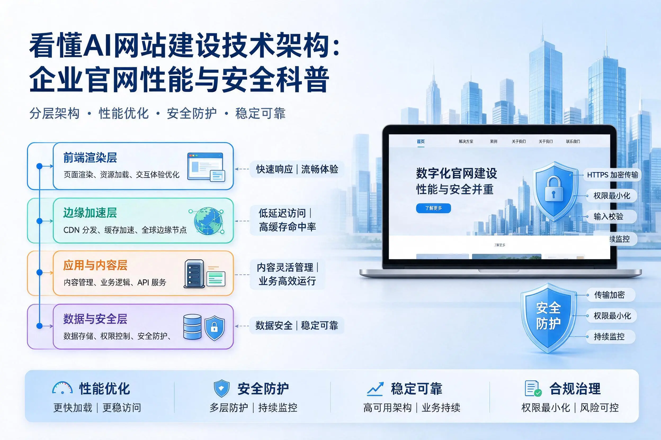 看懂AI网站建设技术架构：镇江企业官网性能与安全科普