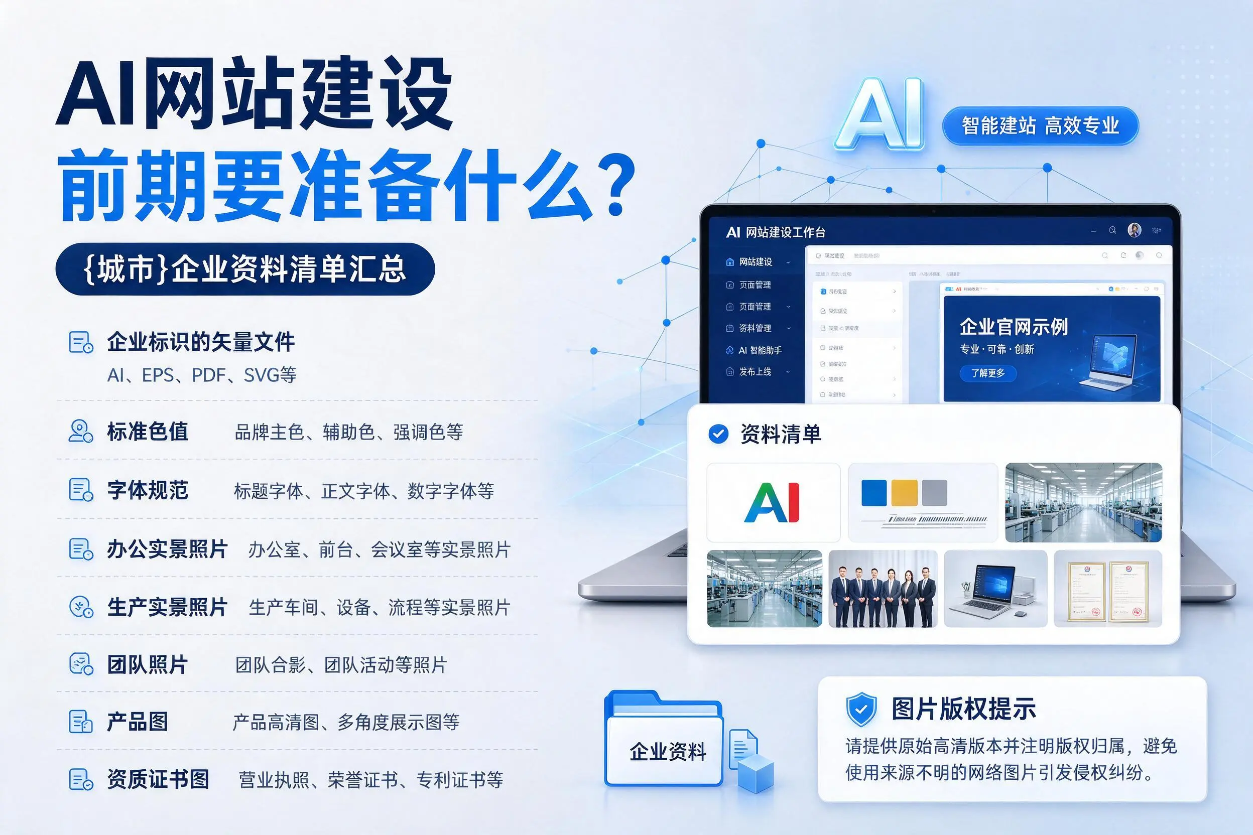 AI网站建设前期要准备什么？镇江企业资料清单汇总